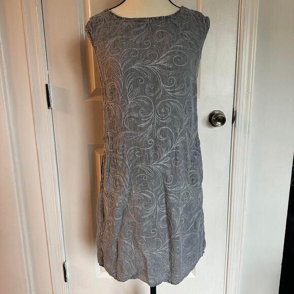 Lina Tomei Women's Grey Linen Dress Size S - Picture 1 of 8